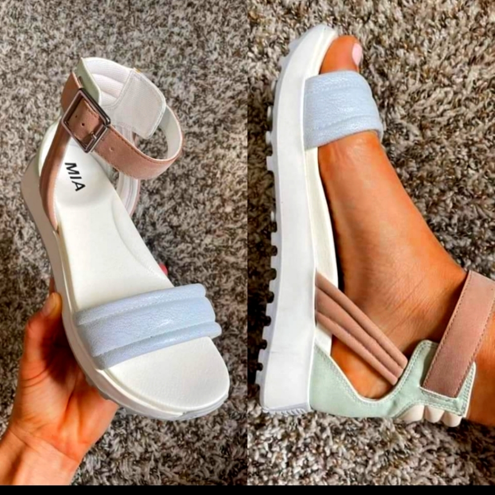 MIA Multi-Color Platform Sandals - White, Light Blue, Blush, Mint